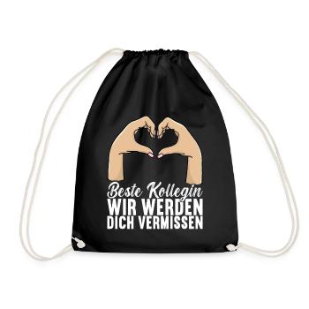 Abschiedsgeschenk Jobwechsel Kollege - Turnbeutel - Schwarz - Vorne