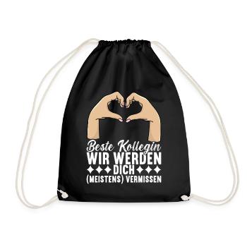 Abschiedsgeschenk Jobwechsel Kollege - Turnbeutel - Schwarz - Vorne