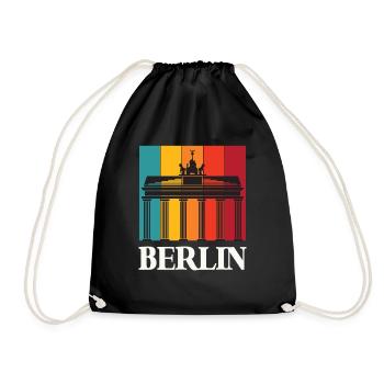 Berlin Retro Brandenburg Gate Germany - Drawstring Bag - black - Front