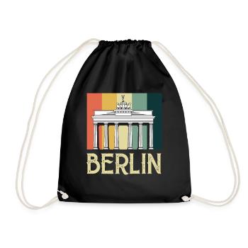 Berlin Vintage Brandenburg Gate Germany - Drawstring Bag - black - Front
