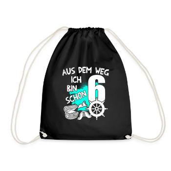 Piraten Geburtstag Ich bin 6 Jahre alt - Turnbeutel - Schwarz - Vorne