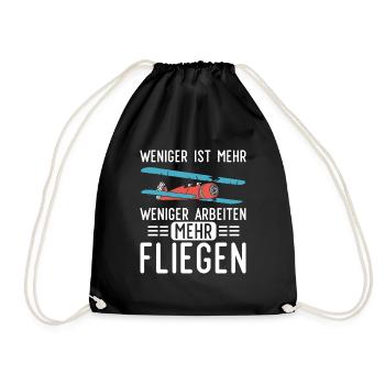 Weniger Arbeiten Mehr Modellfliegen Modellflieger - Turnbeutel - Schwarz - Vorne