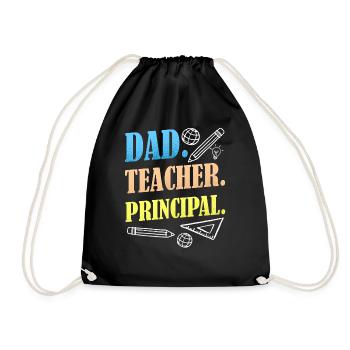 Father Teacher Principal Father's Day Homeschool Papa - Drawstring Bag - black - Front