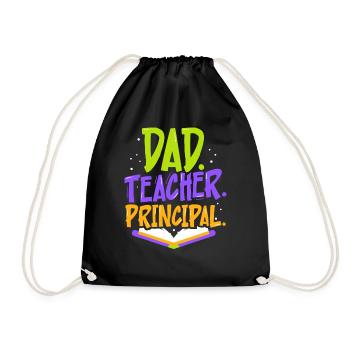 Father Teacher Principal Father's Day Papa Homeschool - Drawstring Bag - black - Front