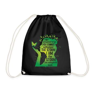 Mental Health Green Butterfly - Drawstring Bag - black - Front