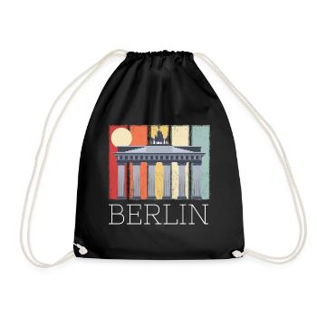 Brandenburg Gate Berlin Moon Germany - Drawstring Bag - black - Front