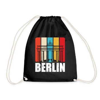Berlin Retro Vintage Brandenburg Gate German - Drawstring Bag - black - Front