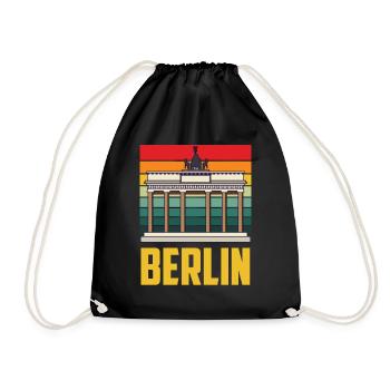 Berlin Brandenburg Gate Retro German - Drawstring Bag - black - Front