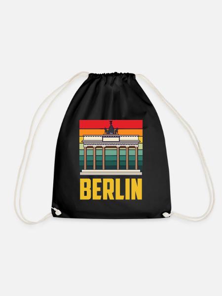Berlin Brandenburger Tor Retro Deutsch - Turnbeutel - Schwarz