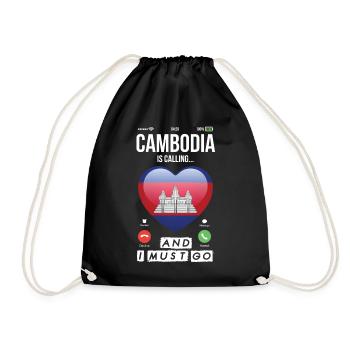 Kambodscha ruft Urlaub Asien Angkor Wat Tempel - Turnbeutel - Schwarz - Vorne
