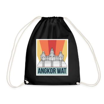 Angkor Wat Retro Kambodscha Tempel Asien - Turnbeutel - Schwarz - Vorne