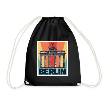 Berlin Antique Brandenburg Gate Germany - Drawstring Bag - black - Front