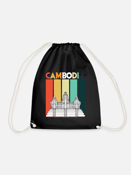 Kambodscha Angkor Wat Retro Tempel Asien - Turnbeutel - Schwarz