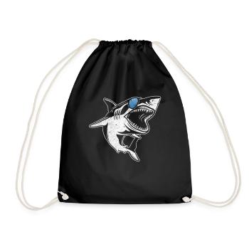 Sharkfish Grand requin blanc avec lunettes de soleil - Sac de sport léger - noir - Devant