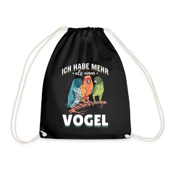 Ich habe mehr als einen Vogel Wellensittich - Turnbeutel - Schwarz - Vorne