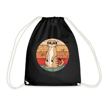 Meerkat Lover Retro Gift Funny Animals - Drawstring Bag - black - Front
