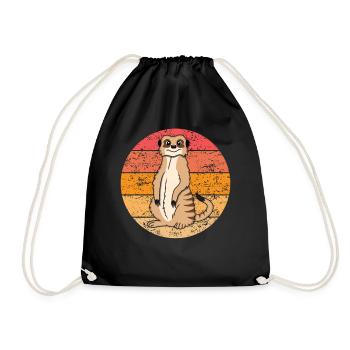 Meerkat Lover Retro Gift Funny Animals - Drawstring Bag - black - Front