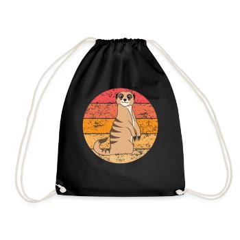 Meerkat Lover Retro Gift Funny Animals - Drawstring Bag - black - Front