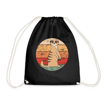 Meerkat Lover Retro Gift Funny Animals - Drawstring Bag - black - Front