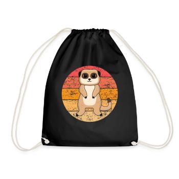 Meerkat Lover Retro Gift Funny Animals - Drawstring Bag - black - Front