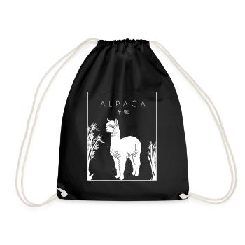 Alpaca Chinese Hanzi Llama Vicuna Guanaco Breeder - Drawstring Bag - black - Front