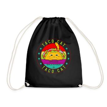 Cinco De Mayo Shirt, Taco Cat Spelled Backward Is - Drawstring Bag - black - Front