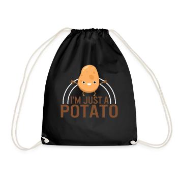 Potato Vegetable Shirt, I'm Just A Potato Tee, - Drawstring Bag - black - Front