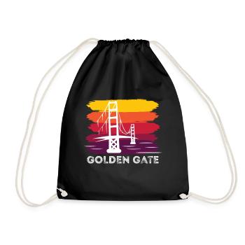 Golden Gate Retro San Francisco Bay California - Drawstring Bag - black - Front
