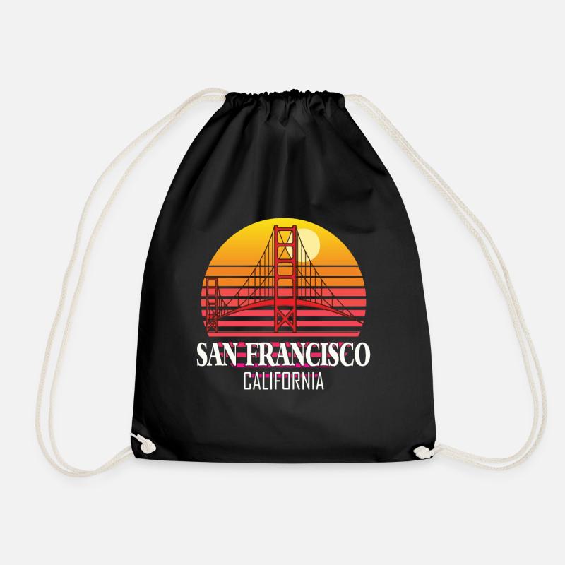 San Francisco California Golden Gate Bridge - Drawstring Bag - black