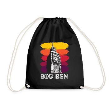 Big Ben London England UK Englisch - Turnbeutel - Schwarz - Vorne