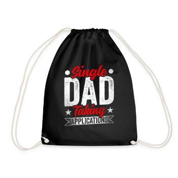 Single father accepts applications - Drawstring Bag - black - Front