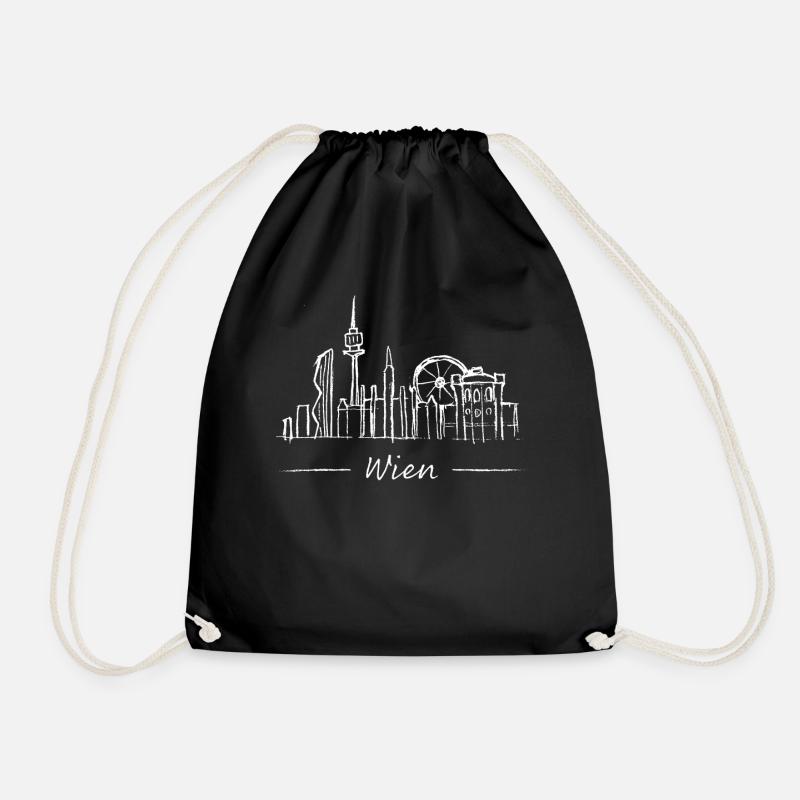 Wien Skyline Silhouette Städtetrip Österreich - Turnbeutel - Schwarz