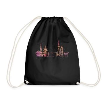 Tokyo Skyline Silhouette Städtetrip Japan Geschenk - Turnbeutel - Schwarz - Vorne