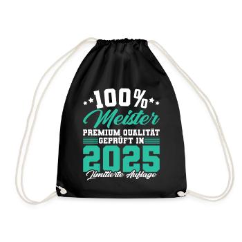 Meister 2025 Mechaniker Meistertitel Geschenk - Turnbeutel - Schwarz - Vorne