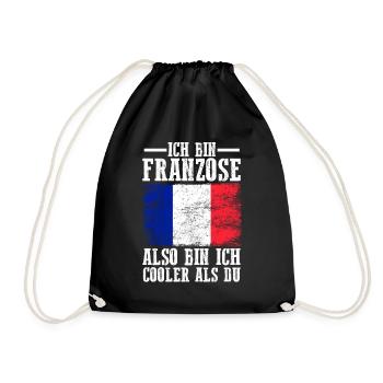 Frankreich Franzose Französisches - Turnbeutel - Schwarz - Vorne
