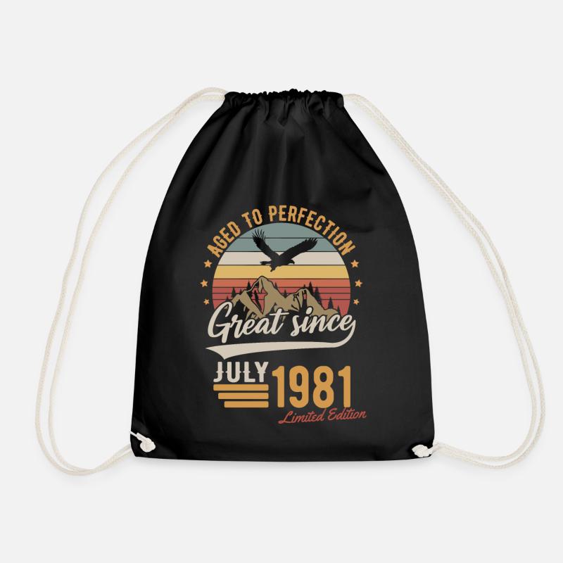 July 1981 Limited Edition Birthday Gift - Drawstring Bag - black