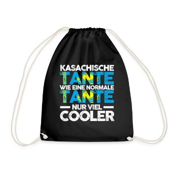 Kasachin Tante Kasachstan - Turnbeutel - Schwarz - Vorne