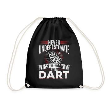 Dartspieler Ich unterschätze nie einen alten Mann - Turnbeutel - Schwarz - Vorne