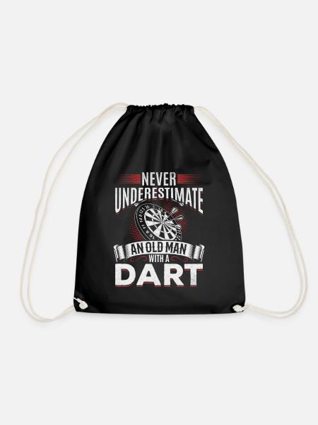 Dartspieler Ich unterschätze nie einen alten Mann - Turnbeutel - Schwarz