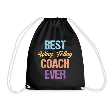 Best Wing Foling Coach Ever - Wingfoil Surfer - Drawstring Bag - black - Front