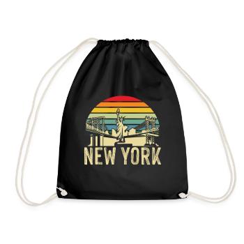 NY Statue of Liberty New York Big Apple NYC Skyline - Drawstring Bag - black - Front