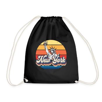New York Retro Statue of Liberty Skyline Big Apple - Drawstring Bag - black - Front