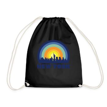 New York City Statue of Liberty Skyline Big Apple - Drawstring Bag - black - Front