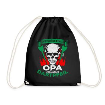 Unterschätze niemals Opa mit einem Dartpfeil - Turnbeutel - Schwarz - Vorne
