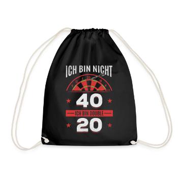 Ich bin nicht 40 Ich bin double 20 - Geburtstag - Turnbeutel - Schwarz - Vorne