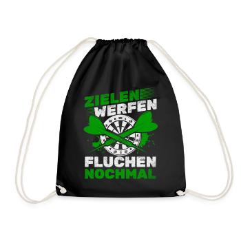 Zielen Werfen Fluchen Nochmal Darts Dartspiel Dart - Turnbeutel - Schwarz - Vorne