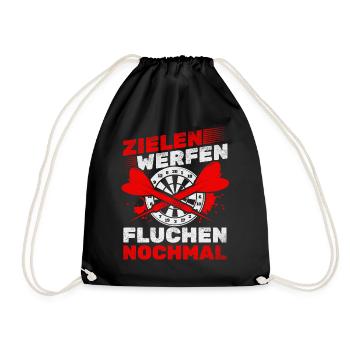 Darts Dartspiel Dart Spieler - Zielen Werfen - Turnbeutel - Schwarz - Vorne