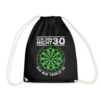 Ich bin nicht 30 Ich bin triple 10 - Dart Spieler - Turnbeutel - Schwarz - Vorne