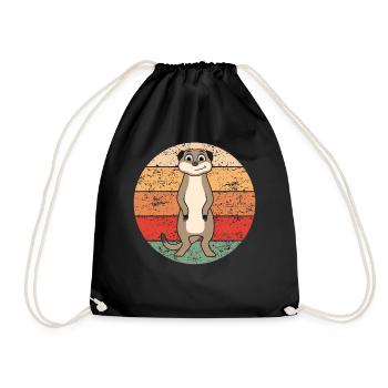 Meerkat Lover Retro Gift Funny Animals - Drawstring Bag - black - Front