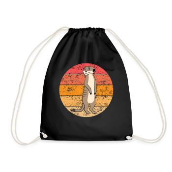 Meerkat Lover Retro Gift Funny Animals - Drawstring Bag - black - Front